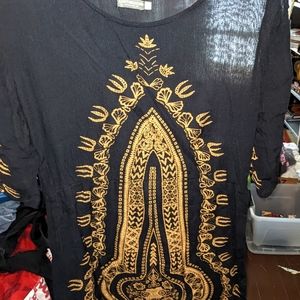 Black and gold midi dress